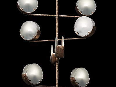 Vintage Brass Chandelier with Globe Glass Shades and Multi Arm Design 3d model
