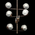 Vintage Brass Chandelier with Globe Glass Shades and Multi Arm Design