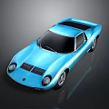 Blue Vintage Sports Car With Sleek Body And Distinct Front Grille