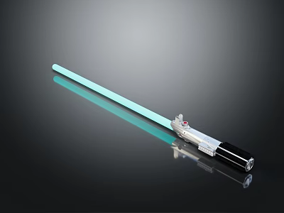Blue Lightsaber Weapon With Light Blue Blade And Silver Black Hilt 3d model