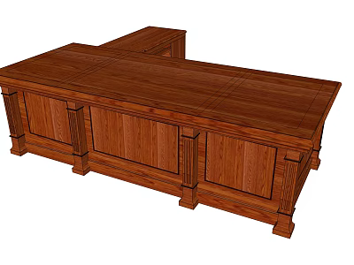 Traditional Wooden Office Desk With Sturdy Legs Drawers And Classic Design 3d model