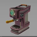 Pink Coffee Machine With Orange Handle And Green Circular Dial Design