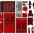 Complete Fire Equipment Set With Extinguishers Hydrants Cabinets And Tools 3d model