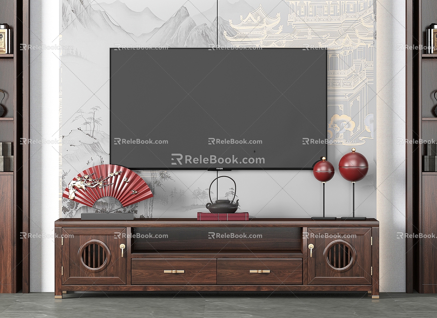 New Chinese TV Cabinet 3d model