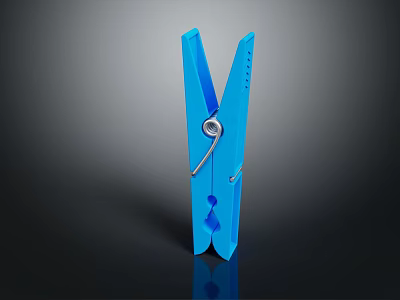 Sturdy Blue Plastic Clothespin Essential For Efficient Household Laundry Drying 3d model