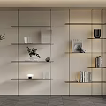 Modern Open Bookshelf Design With Glass Shelves Metal Frame And Decorative Items