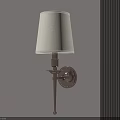 Modern Wall Lamp With White Fabric Shade Metal Frame Mounted On Wall Vertical Striped Accent