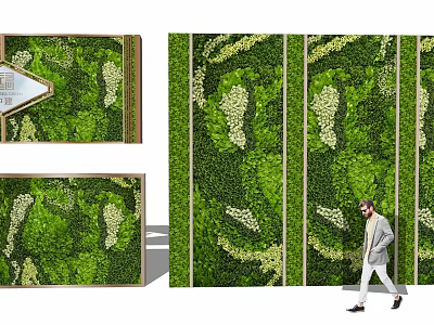 Vertical Garden Green Wall Design With Lush Plants White Flowers And Path 3d model