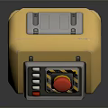 Modern Yellow Vertical Electronic Device Featuring Red Button And Control Panel 3d model