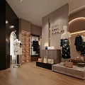 Stylish Clothing Store Interior With Mannequins Clothes Bags And Arched Lighting Designs