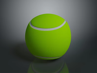 Green Tennis Ball Sports Equipment With White Stripes And Textured Surface 3d model