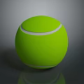 Green Tennis Ball Sports Equipment With White Stripes And Textured Surface
