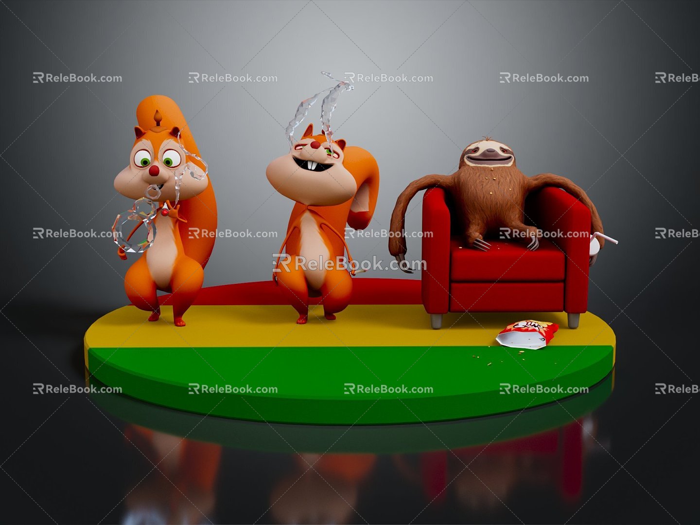 Modern game character squirrel cartoon squirrel animation squirrel anime squirrel 3d model