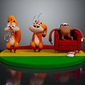 Modern game character squirrel cartoon squirrel animation squirrel anime squirrel 3d model