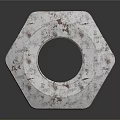 Hexagonal Metal Nut With Rusty Surface And Threaded Hole On Reflective Background 3d model