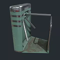 Road Facility Tripod Turnstile With Green Metal Body Silver Top And Pedal Base Handrail