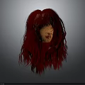 Mysterious Horror Character Head With Red Curly Hair And Bloodstained Face