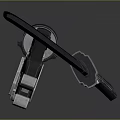 Futuristic Sci Fi Weapon With Metallic Structure And Blue Glowing Accents