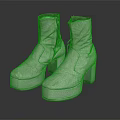 Stylish White Leather Boots with Platform Sole Block Heel and Side Zipper Design