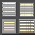 Different Design Rectangular Vent Grilles With White Gray Frames On Dark Background 3d model