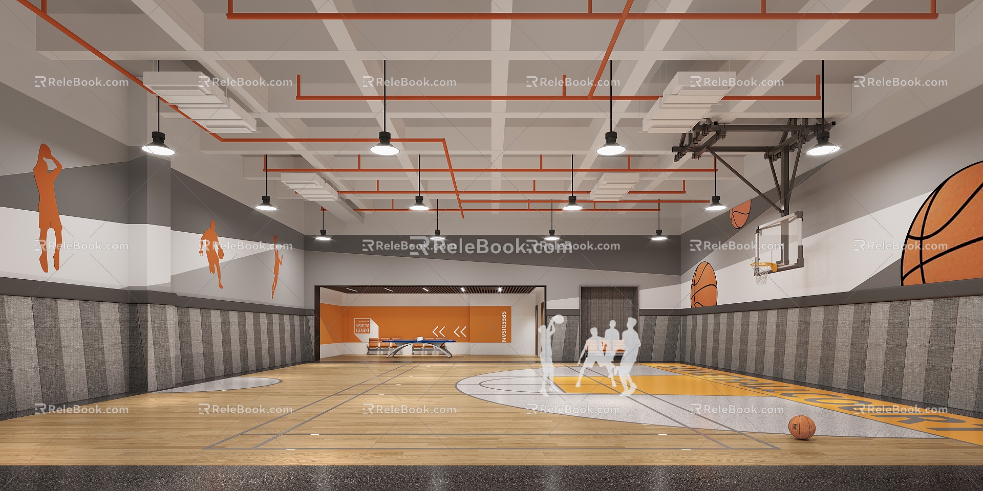 Indoor Basketball Court Basketball Hall 3d model