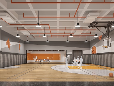 Indoor Basketball Court Basketball Hall 3d model