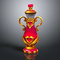 Medical Device Red Container With Gold Decorations Heart Shaped Handles And Accents