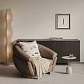 BAXTER Modern Single Sofa Single Sofa Casual Chair Leather Sofa Hula Skirt Light Side Tables 3d model