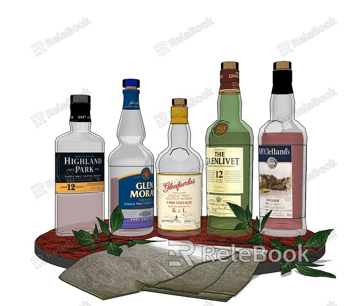 Modern wine whisky wine wine wine bottle tray model