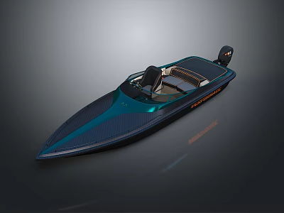 Sleek ThunderCat Speedboat In Blue Black With Streamlined Design And Seats 3d model