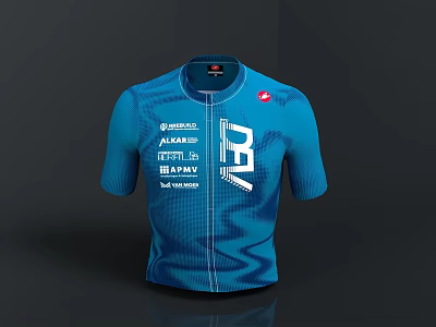 Blue Cycling Jersey With JP Logo Ferrari Brand And Short Sleeve Design 3d model