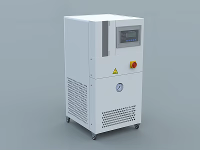 White Industrial Equipment with Digital Display Control Panel Mobile Wheels Ventilation Grilles and Pressure Gauge 3d model
