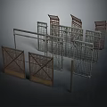 Metal Frame Fence And Gate Structures With Lattice And Wooden Panels Design