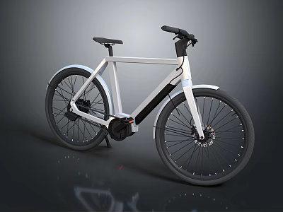 Sleek Modern Electric Bicycle With White Frame Black Handlebars And Black Seat 3d model