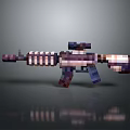 Pixel Style Assault Rifle With Striped Barrel And Scope 3D Render Design 3d model