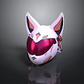 Futuristic Cat Ear Shaped Combat Helmet With Purple Visor And Red Accents