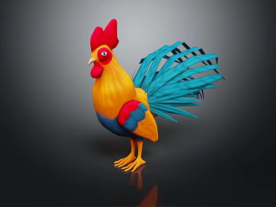Modern Cartoon Chicken Cartoon Character Cock Toy Chicken 3d model