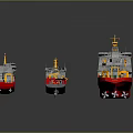 Red Water Vehicle Models in Various Sizes with Detailed Designs and Intricate Structures