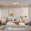 Modern Bedroom Interior Design With Bed Nightstands Wall Art Ceiling Light And Rug