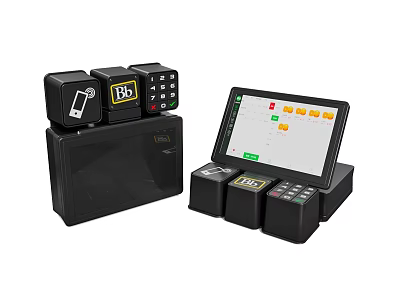 Commercial POS System Equipment With Touchscreen Display Payment Terminals And Numeric Keypad 3d model