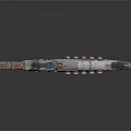 Futuristic Mechanical Weapon With Metallic Blades And Detailed Gear Components