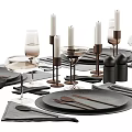 Modern Tableware Set With Plates Cutlery Glasses Napkins And Stylish Arrangement