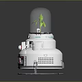 White Cylindrical Headphone Speaker With Transparent Dome And Green Plant Design
