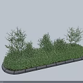 Lush Green Shrubs in Gray Bordered Landscape Bed with Natural Foliage 3d model