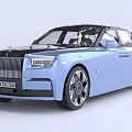 Light Blue Rolls Royce Luxury Car With Grille Headlights And License Plate