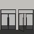 Modern Glass Doors With Black Frames In Open Interior Design 3d model