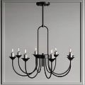 Black Metal Chandelier With Multiple Candle Shaped Lights And Modern Design For Home Decor