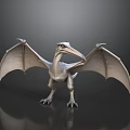 Pterosaur 3D Model With Outstretched Wings And Detailed Texture Standing On Reflective Surface