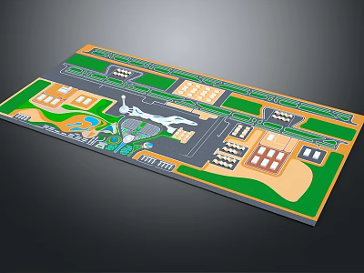 Commercial Street Layout Plan With Buildings Green Spaces And Road Networks 3d model