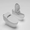Modern White Smart Toilets With Control Panel And Open Lid Design 3d model